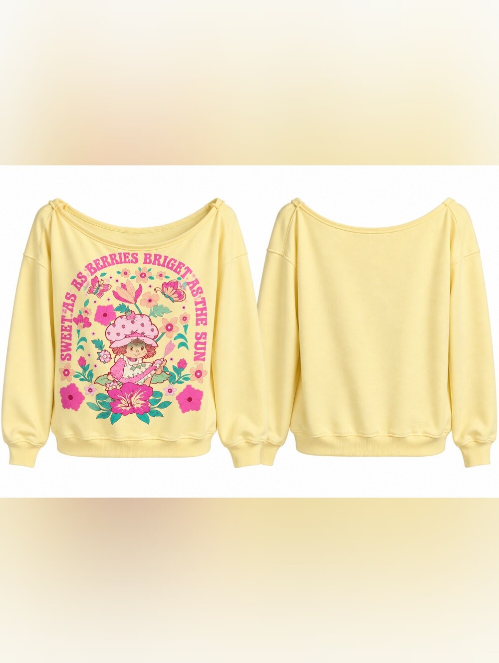 Strawberry shortcake yellow sweet as berries bright as the sun sweatshirt NEW